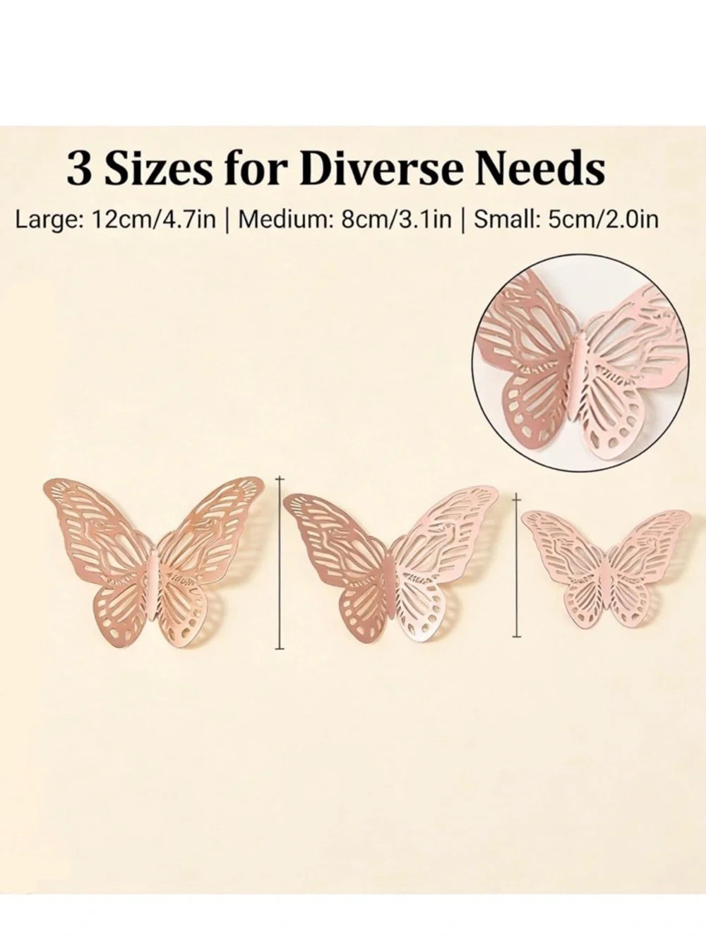 💞 New 12-Piece 3D Rose Gold Adhesive Butterfly Craft & Wall Decor Set
